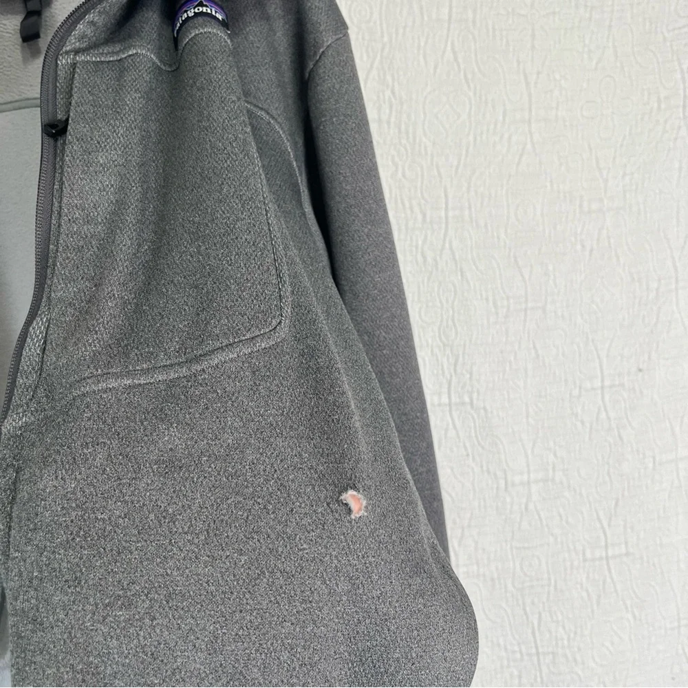 Patagonia Ukiah Jacket Fleece Full Zip Mens Size Large Gray Coat Sporty HOLES L